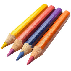 Naklejka premium Colorful pencils arranged creatively on a white isolate background..Transparent background