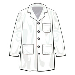 White lab coat on a transparent background, ideal for medical and scientific themes..Transparent background