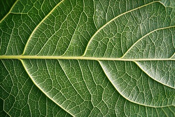 Fototapeta premium A close-up of a green leaf showcasing its intricate veins and texture.