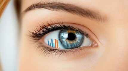Obraz premium Close-Up of Eye with Business Icons Reflection