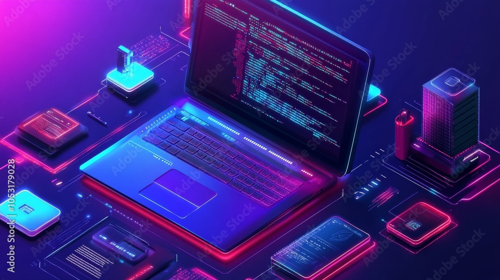 Wall mural concept of information technologies and computer engineering.
