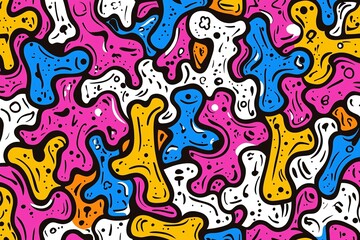 Fototapeta premium Colorful Abstract Shapes in Playful Pattern Design