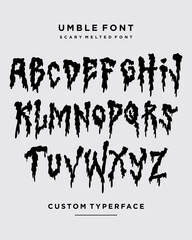 Melted scary typerface custom font horror bloody alphabet vector isolated editable
