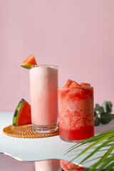 Pink Watermelon Smoothie (Taeng Mo Ban) for a Refreshing Summer