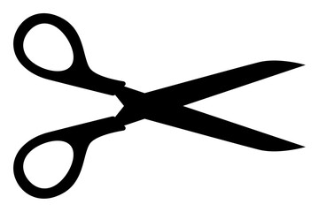 Scissors icon. Simple silhouette of open scissors. Scissors logo icon. Stock vector logo illustration isolated on a white background.