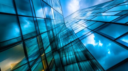 A modern skyscraper with only a few floors lit, symbolizing business potential and growth, concept business growth