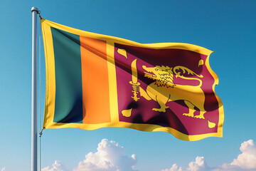 Sri Lanka Flag Waving Against Clear Blue Sky