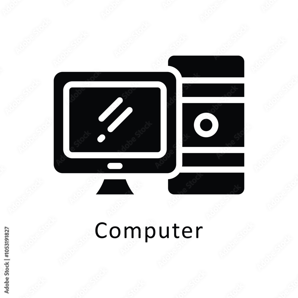 Poster computer vector gylph design icon. workplace symbol on white background eps 10 file