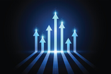Arrow up to Growth financial trading stock for business. Vector illustration