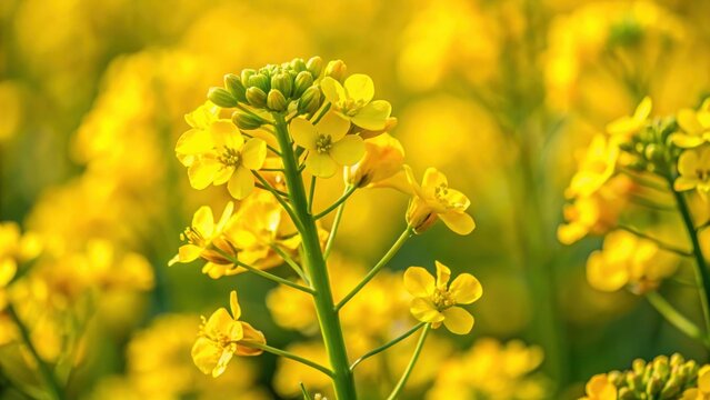 Close-up of mustard flowers showcasing self-pollination process, Mustard, Brassica nigra, flowers, self-pollination
