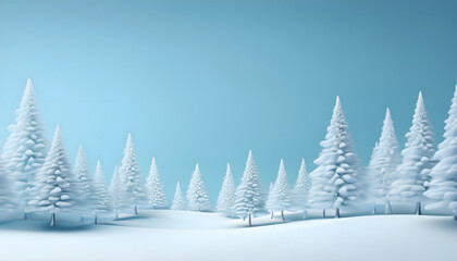 Fototapeta premium Serene winter landscape with snow-covered evergreen trees under a blue sky