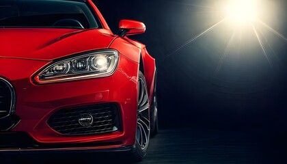 Fototapeta premium Focusing on the Visuals: Red Hot: A Stunning Close-Up of a High-Performance Coupe