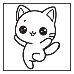 Fototapeta premium Cute Cat Kawaii Coloring Pages Bold and Easy Cute Kawaii Cat PlyinG Coloring Pages, Animal Coloring Pages