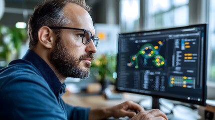 Aerospace Engineer Conducting Testing and Analysis of Spacecraft Landing Gear Design Using Advanced High Tech Simulation and 3D Visualization Technology
