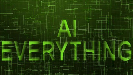 AI everything text technology data line green