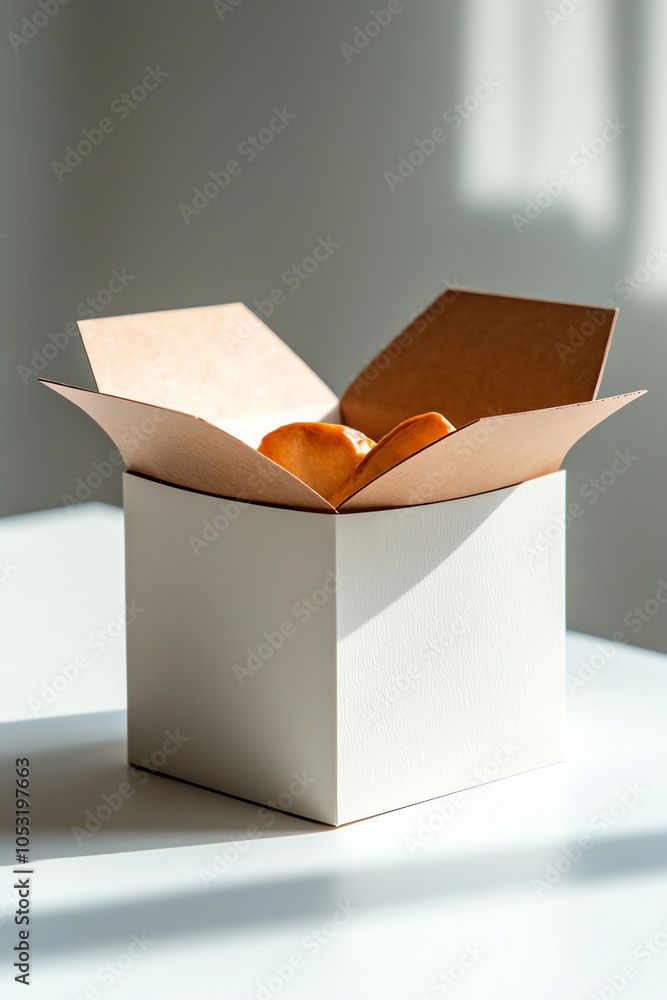Poster elegant and functional collapsible paperboard box showcasing minimalist design for eco-friendly pack