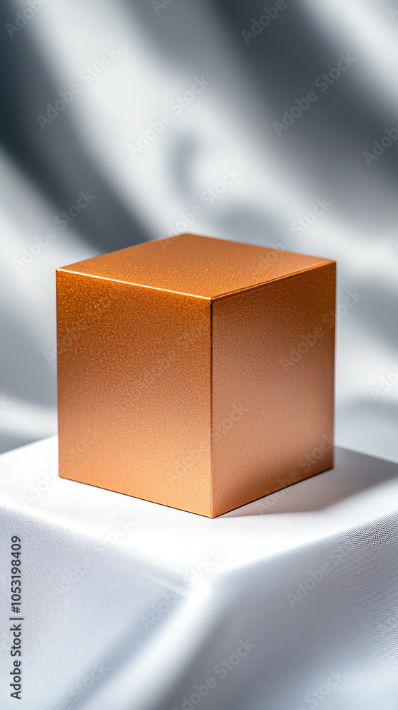 Poster sophisticated matte-finished cube box elegant display on soft fabric background
