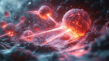 Obraz premium Abstract representation of energetic particles in a cosmic environment.