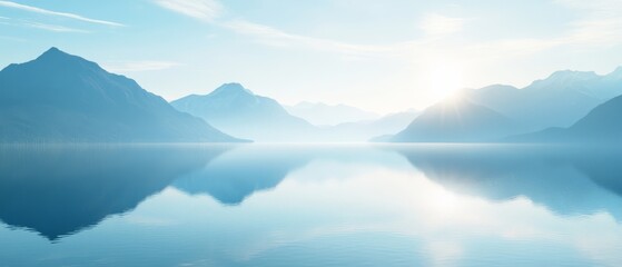 Obraz premium Serene Mountain Lake at Dawn 