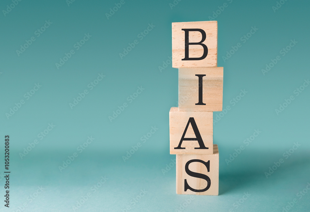 Poster stack of wooden blocks with the letters bias written on them