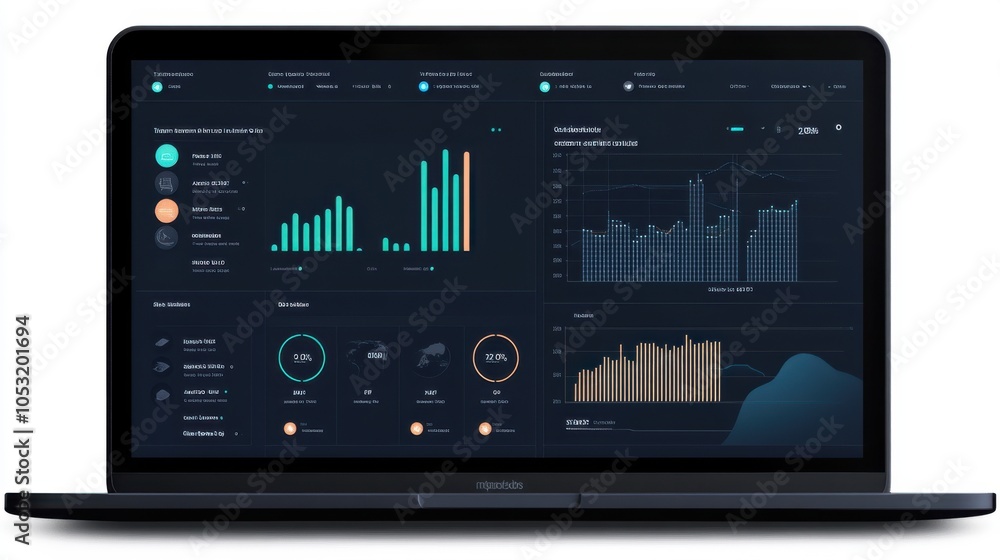 Aufkleber a customer support dashboard on a laptop screen, filled with data analytics and real-time