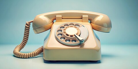 Retro futurist seventies telephone with rotary dial and vintage design, retro, seventies, telephone