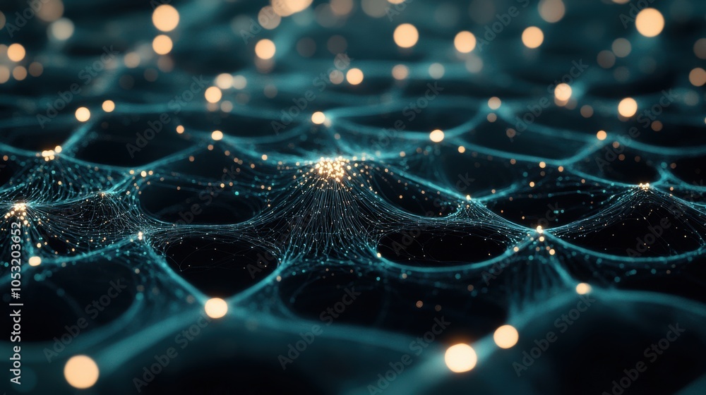 Poster a digital representation of a neural network, with layers of nodes and connections,