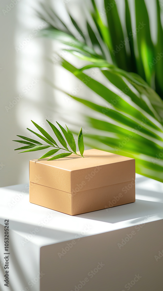 Poster elegant minimalist subscription box with soft-close lid enhancing nature's appeal through simple des