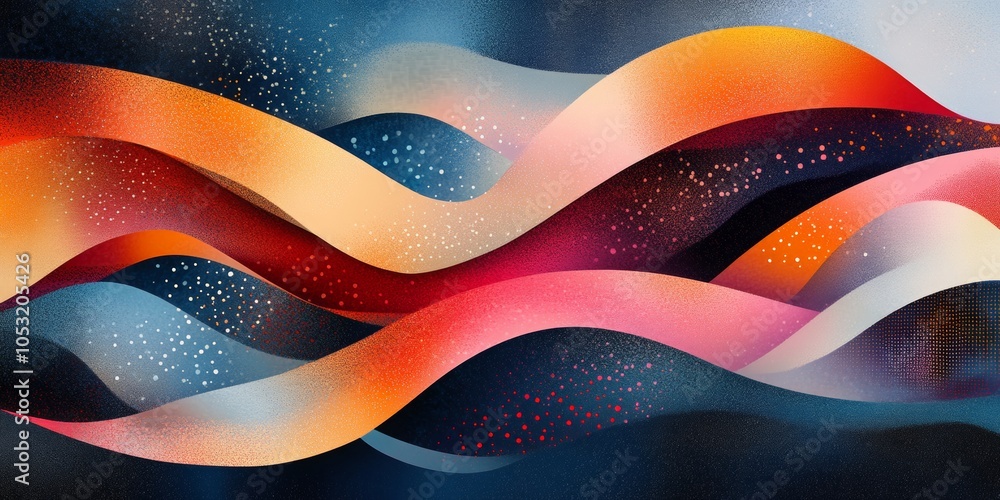 Aufkleber geometric connectivity art, vibrant abstract design showcasing interconnected shapes and flowing lin