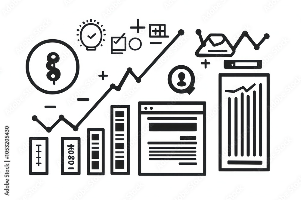 Poster clean and minimalist line icon for financial management practices.