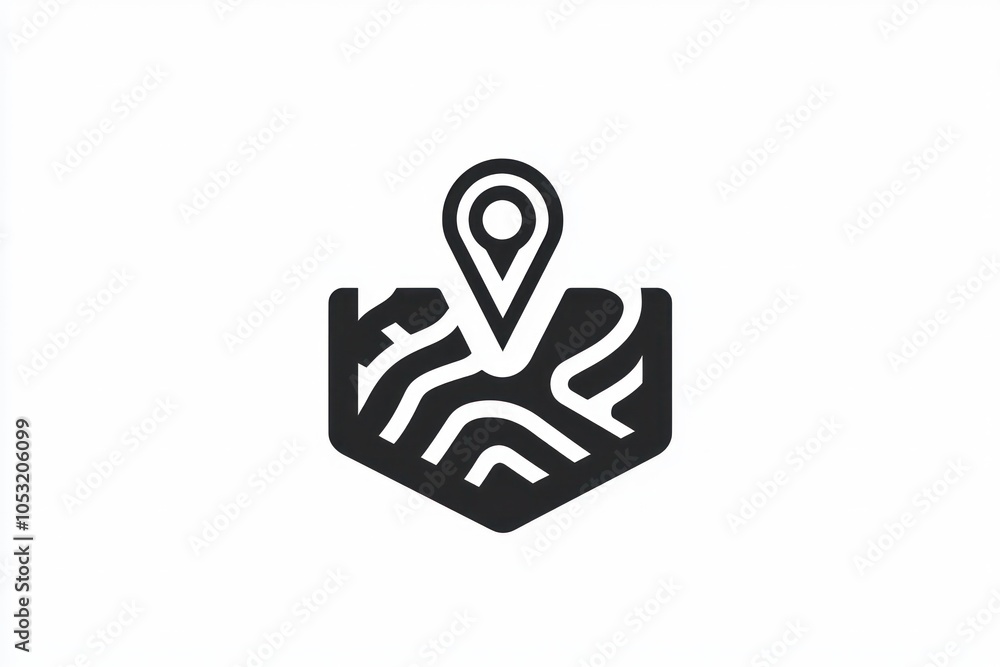 Aufkleber location and direction guidance in a streamlined navigation map glyph icon.