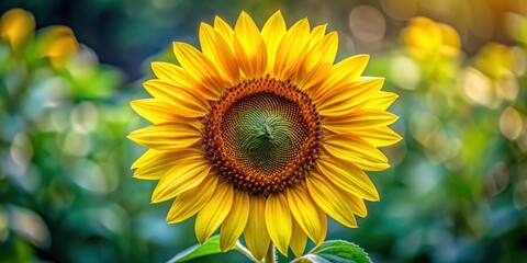 Obraz premium Vibrant sunflower in full bloom with yellow petals and dark center, blossoming, nature, sun, vibrant, color, garden, flora, sunny