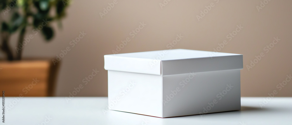 Poster elegant plain white box with liftoff lid isolated on white background for versatile storage solution