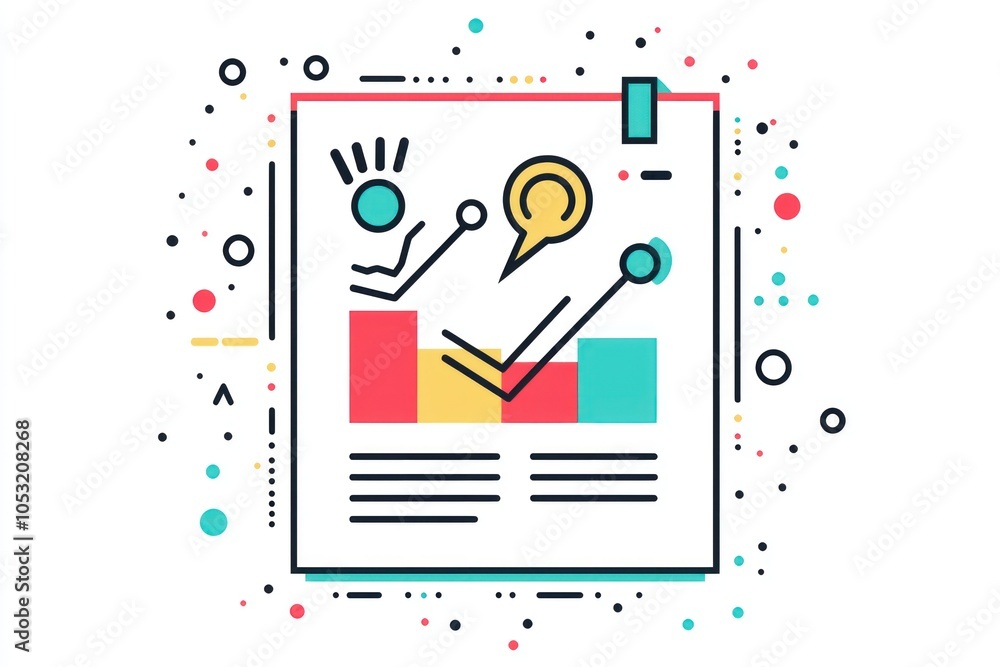 Poster streamlined line icon for report and document data presentation.
