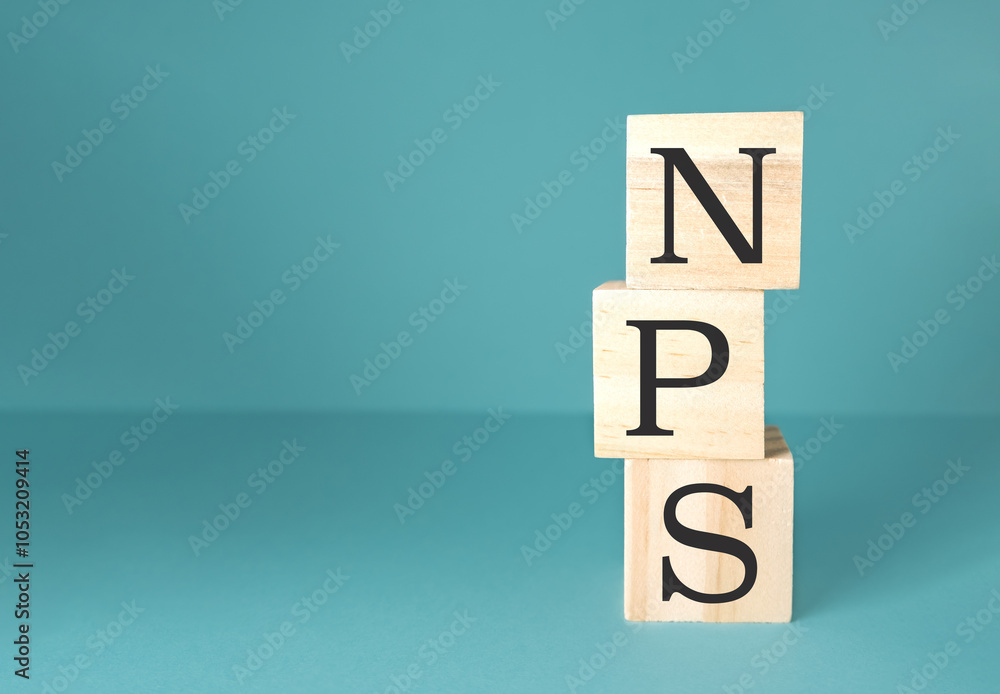 Poster stack of wooden blocks with the letters nps on top