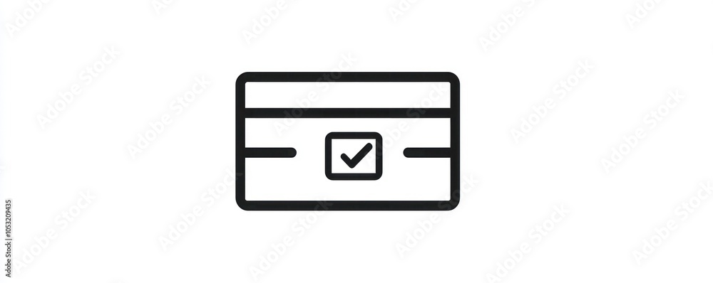 Poster clean line design for a shipping label icon, representing package identification.