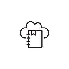 A cloud icon with a notebook and bookmark inside, symbolizing cloud storage for documents or online note-taking services. Editable icon.