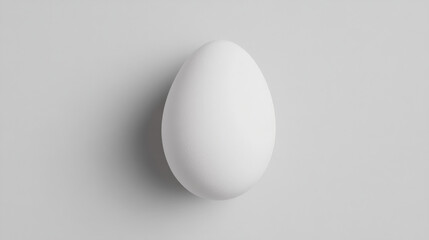 Single White Egg Minimalist Still Life: A solitary, pristine white egg rests on a smooth, seamless backdrop, its simplicity exuding a sense of purity and potential.