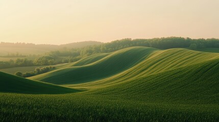 Obraz premium Soft Sunset Over Rolling Hills in the Countryside