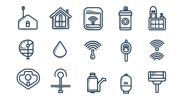 Water detection systems depicted in a streamlined outline icon.