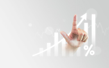 Businessman growth graph business profit chart on success finance background and increase rise...