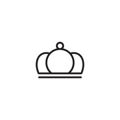 A minimalist line drawing of a classic crown with three rounded arches and a central orb at the top. A horizontal line forms the base.