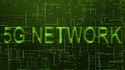 5g network text technology data line green colour