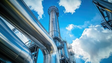 Advanced CCS facility capturing CO2 emissions from industrial sources, using geological storage to enhance green energy and reduce carbon footprint.