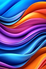 Fototapeta premium Vibrant abstract waves in blue, purple, orange, and red colors create a dynamic, modern background perfect for various designs.