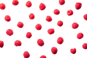 Raspberries isolated on white background. 