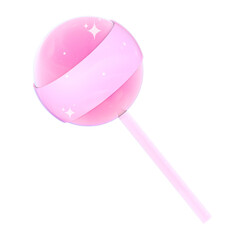 Cute 3d glossy pink candy lollipop illustration
