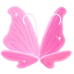Cute 3d glossy pink butterfly illustration