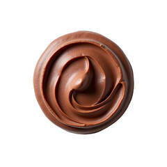 Ultra-realistic UHD photo of chocolate mousse isolated on a transparent background, presented from above with clear contours and lifelike precision for an appealing dessert display.