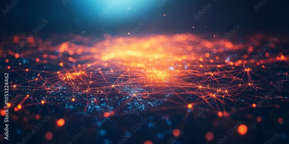 Poster global connectivity network, intricate web of connections illustrating the internet's vast reach and